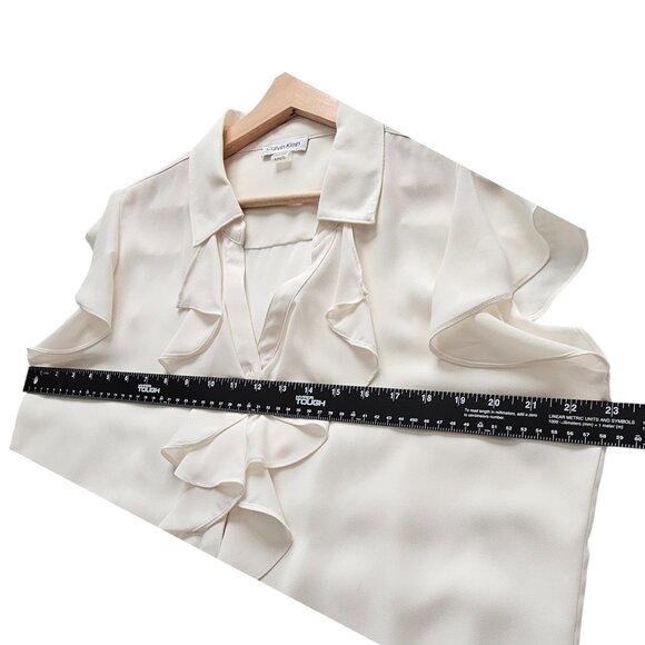 Calvin Klein XL Sleeveless Crepe Blouse Cream Off White - Picture 9 of 9
